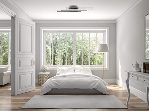 Trango 3130 Design 3 Flammen LED Deckenleuchte dimmbar *STRAIGHT* in Nickel matt drei parallel versetzten Leuchtenarmen 3x 8 Watt LED Modul 3000K warmweiß I modern & chic I Lichtleisten I Deckenlampe