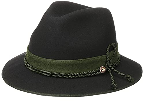 Lodenhut Manufaktur Steiermark Premium Wollhut Trachtenhut Outdoorhut Uni Made in EU Damen Herren Sommer Winter schwarz 58 cm