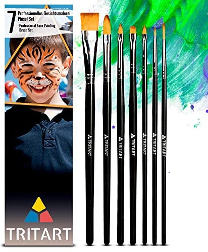 Tritart Schminkpinsel Set Kinderschminken 7-Teilig - Schmink Pinsel Kinderschminken - Pinsel Schminke Für Fasching Halloween - Make-Up Pinsel für Theaterschminke