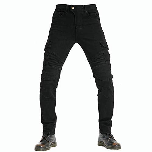 Pantaloni da Moto da Uomo, Jeans da Motociclista Elasticizzati Slim Fit da Uomo, Jeans alla Moda su Tutta La Vita, 4X Imbottitura di Protezione. (Nero,M)