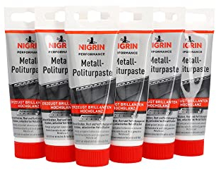 NIGRIN Performance Metall Politurpaste,6 x 75 ml Tube, entfernt Flecken, Rost und Verunreinigungen von Metall-Oberflächen, Mehfarbig