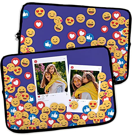 LolaPix Funda Portátil y Tablet. Funda de Neopreno. Regalo Personalizado con Nombre. Funda Ordenador. Varios tamaños. Emoticono