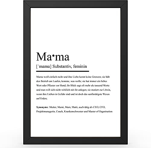 Urhome DIN A5 Kunstdruck Definition Mama ohne Rahmen - Worterklärung wie im Duden Lexikon als Wanddeko Spruch-Poster Deko Wandbild mit Spruch gerahmt für Wohnung Familie Geschenk