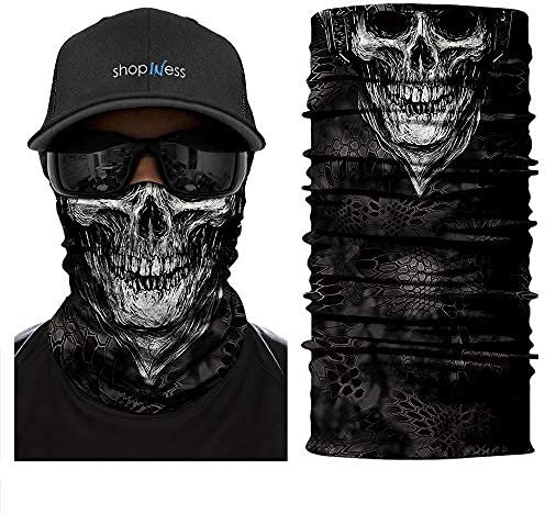 ShopINess Tour de Cou Crâne 3D avec Doublure Polaire – Cache-cou Moto, Ski, Snowboard et Sports d’Hiver Unisexe (Blanc)