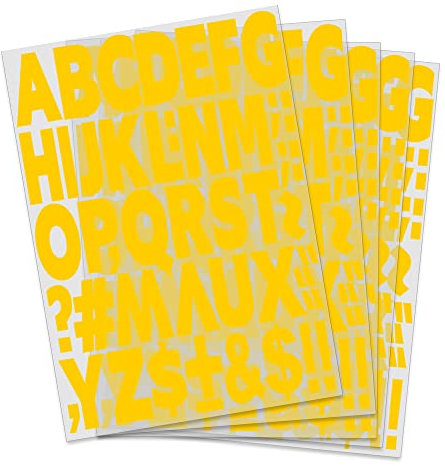 270 pcs 2 Inch Iron On Letters Heat Transfer Letters, Alphabets for Sport Jerseys T Shirts Team Name Clothes Slogan Printing DIY Crafts Decoration (10 Color Optional)(Yellow)