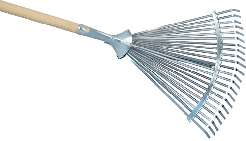 KOTARBAU® Balai à Feuilles 450 mm Râteau en Acier Râteau avec Manche en Bois 183 cm Outils de Jardinage Accessoires pour l'entretien de Votre Jardin