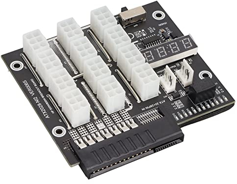 Elprico 12-Port-6-Pin-Breakout-Board, 2200-Watt-12-V-Leistungsmodul Mining-GPU-Breakout-Board mit LED-Spannungsanzeige, 800-W-Netzteil-Breakout-Board für HP GPU