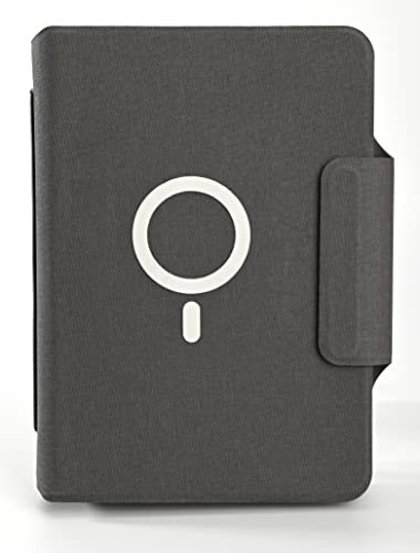 A5 Leder Konferenzmappe, magnetische Anziehungsmappe Konferenzmappe Portfolio Dokumentenhalter mit 8000 mAh Powerbank und kabellosem Laden, Organizer Ordner für Meeting, Reisen (schwarz)