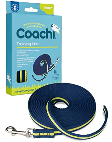 Coachi 5m Dog Training Line | Recall, Socialisation & Positive Training | Long Dog Lead for Recall Training & Outdoor Exploration | Soft Padded Webbing | Lightweight Long Line for Puppies & Dogs