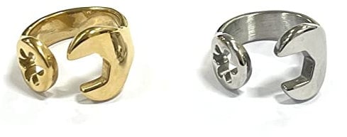 Touch of Venetian iCustomise Gold Silver Spanner Ring with 18K Real Gold Plating, Premium Gold Fashion Ring Unique Jewellery Gift for Men and Teens Stainless Steel