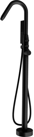 Bernstein Freistehende Wannenarmatur NT7752 Schwarz mit Handbrause | Cool-Body-Technologie; einfache Druckknopfbedienung; 1,5 m Brauseschlauch aus Edelstahl; Unterputz-Grundkörper inklusive