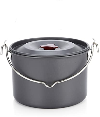 Outdoor Camping Hanging Pot Aluminum Cooking Pot Lightweight Campfire Heating Picnic Pan for 5-6 People Travel Hiking Fishing Picnic Cauldron