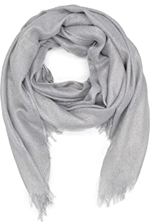 QUEEN HELENA Eleganter Leichter Festlicher Schal Schultertuch für Damen SC11 silber/schwarz, Einheitsgröße