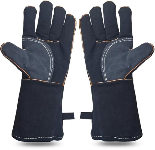 Heat Resistant Stove Gloves - Fire, BBQ & Pizza Oven Gloves for Woodburner & Fireplace