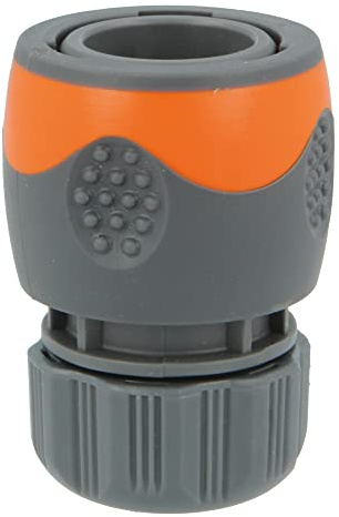 Amig - Schnellkupplung für Schlauch | 1/2 Zoll | mit Schnell-Klick-Verankerungssystem | schnelle und einfache Verbindung für Gartenschläuche | ABS-Kunststoff und Gummi | Orange und Grau