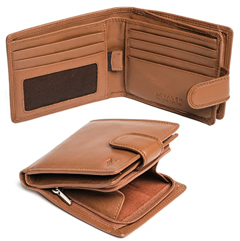 Lavalen® Portafoglio Uomo Pelle Vera con Blocco RFID - Portamonete Uomo con Cerniera Fatto a Mano - Portafoglio Ragazzo Grande Capacità - Portafoglio Porta Carte di Credito Regalo Uomo Perfetto.