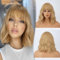 BARSDAR Kurze Bob Perücken mit Pony, 35cm Frauen Kurze Blond Perücken mit Pony Lockige Gewellte Synthetische Schulter Länge Perücken Frei Perücken Natürliche Mädchen Party (Blond Gemischt)