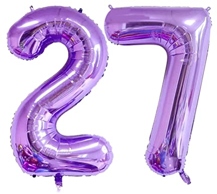 MiaLover 40 Zoll Zahl 27. Geburtstag deko Zahlen Ballon 27 Heliumballon 27 Geburtstagsdeko Riesen Aufblasbar Helium Folienballon Luftballons für Männer Frauen Happy Birthday Deko Luftballon(Lila)