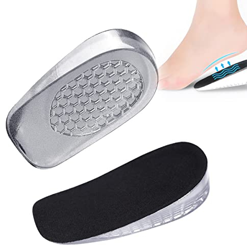 Gel Erhöhung Höhe Einlegesohlen, 1 Paar Unsichtbare Schuhlifteinsätze Selbstklebend Fersenkissen Stoßdämpfung Schuheinlagen Erhöhung Schuheinlage Höhenvergrößernde für Männer und Frauen, Höhe 1 cm