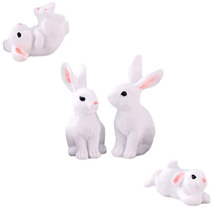 BESPORTBLE 4 Stück Kaninchen-verzierung Bauernhoftier Miniatur Mini Hase Statue Osterhasen-Dekorationen Miniatur Häschen Schmuck Für Kinder Hase Dekofigur Anzahl Harz Kleine Weiß Zylinder