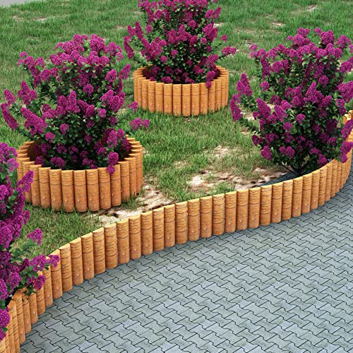 [en.casa] Bordura per Aiuola a Rotolo in Legno di Pino Bordatura da Giardino Bordo Prato 150 cm Alta 20 cm Bordo Flessibile - color Naturale