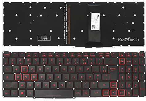KINPOWER Clavier Azerty Français Compatible avec Acer Nitro 5 AN515-54 AN517-51 Rouge