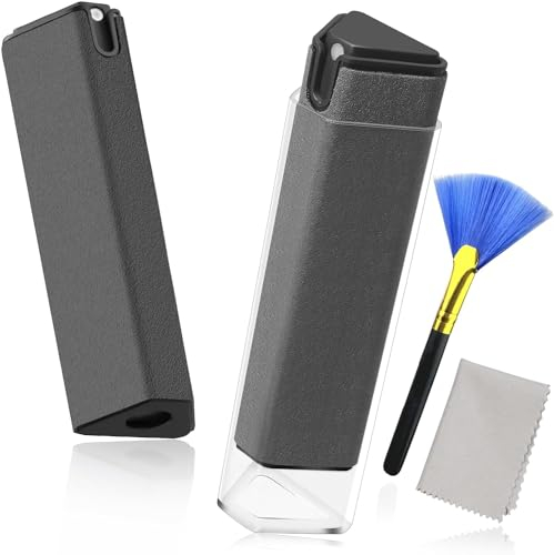 JiaTeums Bildschirmreiniger und Mikrofasertuch Set für TFT LCD LED Plasma iPad Tablets Laptops Auto Reinigung Aller Display und Screen 18ml (Grau +Grau)