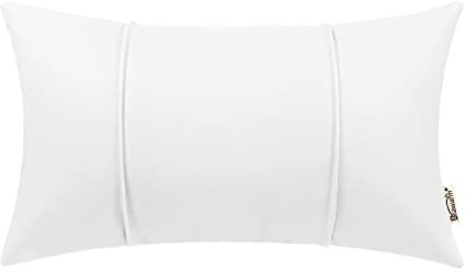 BRAWARM Weißer Leder-Kissenbezug 30,5 x 50,8 cm – Lendenkissenbezug aus Kunstleder mit Paspelierung, handgenähtes Lederkissen für Couch, Sofa, Bett, Wohnzimmer, Heimdekoration