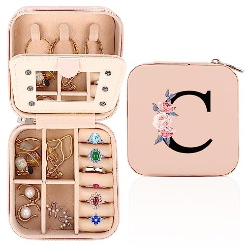 FIDWALL Portagioie da Viaggio con Monogramma, Porta Gioielli Donna con Specchio, Regalo di Compleanno per Donne