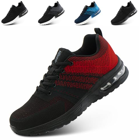 Hitmars Sportschuhe Herren Turnschuhe Laufschuhe Damen Running Sneaker Sport Schuhe Straßenlaufschuhe Luftkissen Atmungsaktiv Gym Tennis Rot EU 38