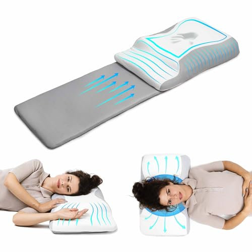 Doppeltes Verstellbares Kopfkissen Orthopädisches Nackenstützkissen aus Visko-Gelschaum (Memory Foam) & Nackenkissen für optimale Unterstützung Kopfkissen für Seiten Rücken & Bauchschläfer