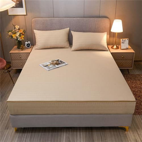 Morbuy Coprimaterasso Impermeabile Matrimoniale Traspirante con Cerniera Microfibra Extra-Morbida e Biestensibile Coprimaterasso (Singolo (80X200cm+10),Cammello)