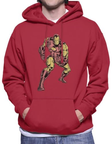 All+Every Marvel Iron Man Clenched Fists Pose Men's Hooded Sweatshirt Cherry Red