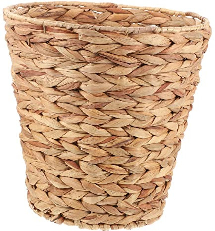 JOEBO Panier de Rangement Poubelle de Bureau Panier de Rangement Mini Benne à ordures en Osier Corbeille de Cuisine Poubelle en Jacinthe d'eau Porte-Poubelle Panier tissé décoratif Corbeille à Papier