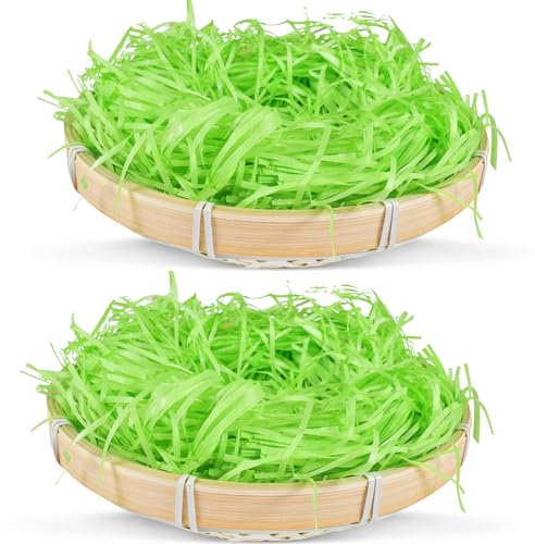 Funmo 2 Stück Osterkörbchen,Osternester Korbflechten mit grünem Gras, Osterkörbe zum Befüllen,Kinder Ostern Eier Dekoration, 22 x 5cm