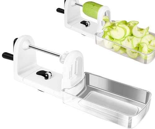 Shenrongtong Cortador de Patatas en Espiral, Cortador de Verduras en Espiral - Cortadora de Verduras rotativa con 4 cortadores - Rallador de Patatas para Patatas, Zanahorias, pepinos, Queso,