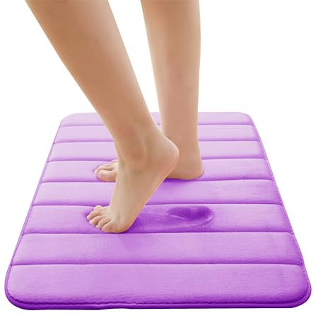 Moonlight Bedding Memory Foam Bath Mat Non Slip Anti Mould – 40 x 60 cm Lilac Washable Super Absorbent Bathroom Mat Extra Soft & Comfortable Shower Mats