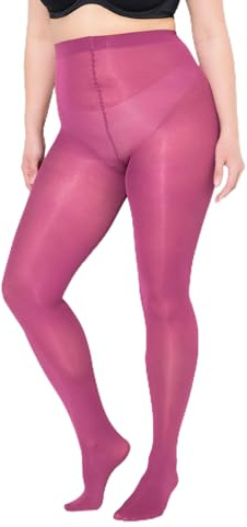 Ulla Popken Donna Grandi Taglie Forti Taglie Forti fino alla Taglia 60/62, Collant in Microfibra, Caldo e Traspirante, 60 D., Molti Colori 677767, bacca, 44-46
