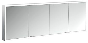 Emco Prime Facelift Lichtspiegelschrank, 2000 mm, 4 Türen, mit verspiegelten Seitenwänden, Aufputzmodell, 9497, Farbe: Aluminium/Weiss
