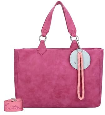 Fritzi Izzy Vintage Shopper Kunstleder Damen Handtasche Umhängetasche City vegan Etui Kordelschnur 29 x 42 x 15 cm – Rosa, Schwarz, Cognac, Olive, Grau, Beige, Pink, Blau, Curry, Rot, Anthrazit