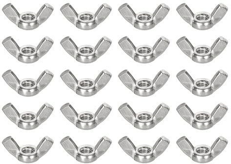 sourcing map M5x0.8mm Wing Nut 50 Pcs, 304 Stainless Steel Butterfly Wing Nuts Fasteners Parts Hand Twist Tighten Wing Nuts for Machinery Electronic Equipment DIY, Silver