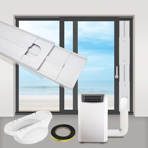 ZXLVCU Portable Air Conditioner Window Kit Max Adjustable Length 220cm, Sliding Door Air Conditioner Kit for 5.1''/5.9'' Exhaust Hose (67-220cm length + 16cm width,flat spout 13cm)