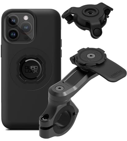 Quad Lock Support Téléphone pour Guidon de Moto Pro avec Amortisseur de Vibrations et Coque MAG pour iPhone 14 Pro Max