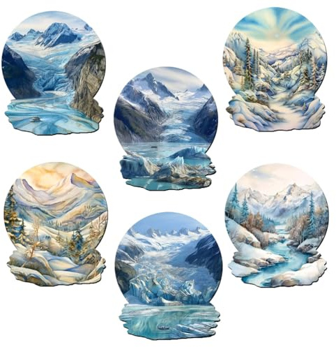 Meecaa 6 Pack Landscape River Fridge Diamond Art Magnets Diamond Art Kit Diamond Painting Stickers for Adults DIY Home Decor (Landscape)