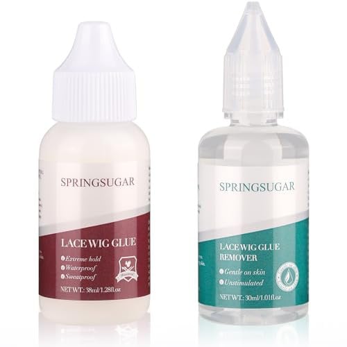 SPRINGSUGAR Wig Glue Kit, Lace Wig Glue + Remover, Waterproof, Gentle Removal, Clear, 1.7OZ