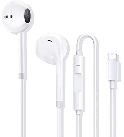ALIANSHENG Auriculares para iPhone,Cascos Cable con Aislamiento de Ruido Soporte Control de Volumen de Llamadas,Compatible con iPhone 11/12/13/14/X/XS/XR/8/7 Plus,Soporta Todo el Sistema iOS