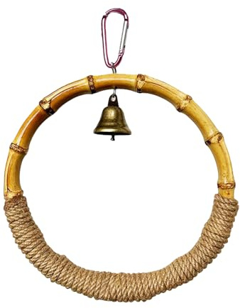 YidaSouko Bamboo Bird Swing, Hemp Rope Swing, Cage Hanging Décor, Bird Perches for Small Bird Parrotlets, Cockatiels, Parakeets, Lovebirds