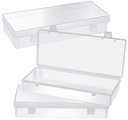 3 Stück Kleine Aufbewahrungsbox Plastik Transparent mit Deckel zum Klappen Rechteckig, Kleine Kunststoff Aufbewahrungsbehälter für kleinteile, perlen, Ringe, Ohrringe, Schrauben (15.5x6.5x3.5 cm)