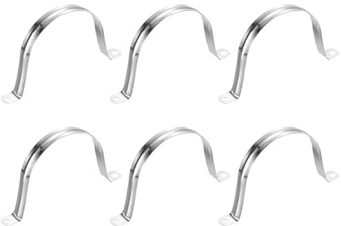 sourcing map 6Pcs Rigid Pipe Straps, 100mm(3.94) 201 Stainless Steel 2 Hole U-Shaped Bracket Tube Hanger Pipe Clamps for Fixing Pipe Cable