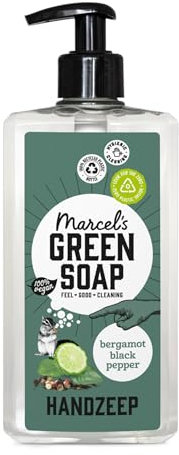 Marcel's Green Soap - Handseife Schwarzer Pfeffer & Bergamotte - Flüssigseife Spender - Vegan - 97% Biologisch abbaubar - 500 ml